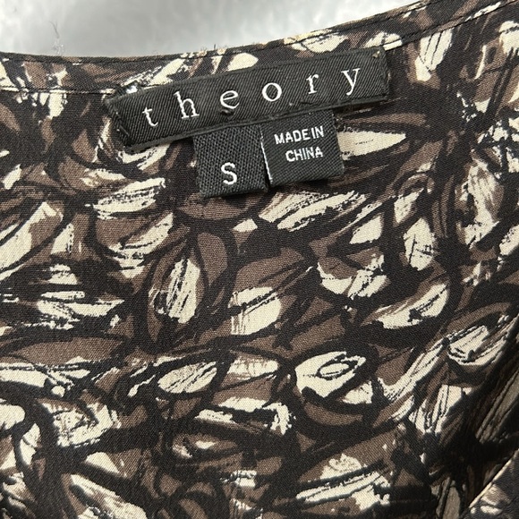 Theory Women’s Silk Abstract Semine Shirt Button Down Black Gray Small - Picture 6 of 13